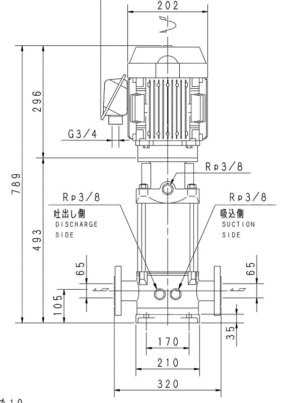 65EVML52.2E 荏原EVML型　ステンレス製立型多段ポンプ