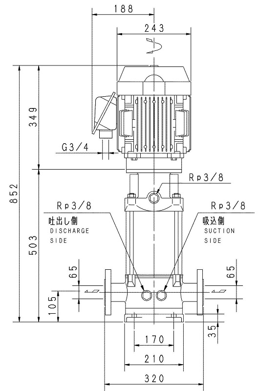 65EVML254.0E 荏原EVML型　ステンレス製立型多段ポンプ